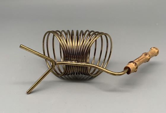 Image 1 of Vintage servethouder bamboe handvat voor 12 servetten