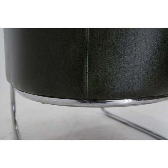 Image 1 of Vintage Bauhaus buisfauteuil in groen leer, jaren 1920