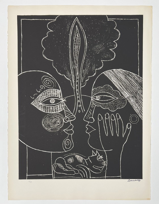 Image 1 of Gesigneerd; Guillaume Corneille Gravure A Propos De Chats, 1978 - Kunstenaarsexemplaar