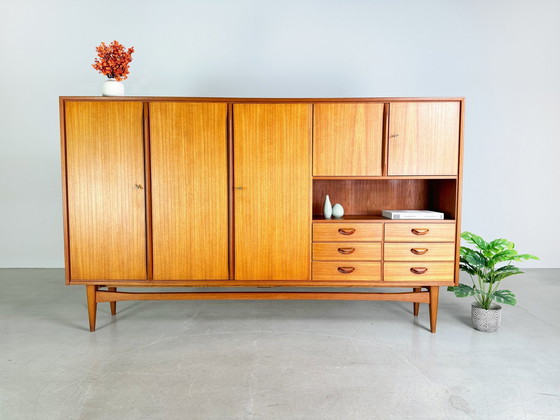 Image 1 of Vintage teakhouten highboard woonkamer kast Althoff Mid Century