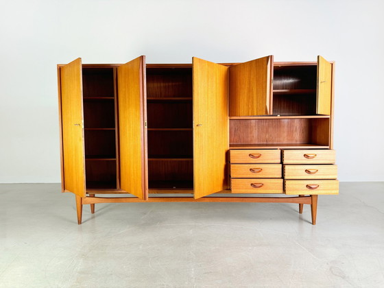 Image 1 of Vintage teakhouten highboard woonkamer kast Althoff Mid Century