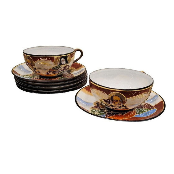 Image 1 of Vintage theepotten servies "Toi et Moi" van Satsuma porselein, Japan