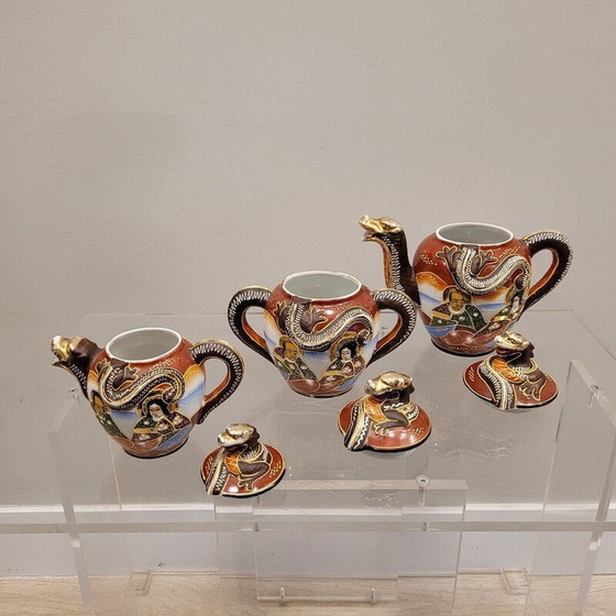 Image 1 of Vintage theepotten servies "Toi et Moi" van Satsuma porselein, Japan