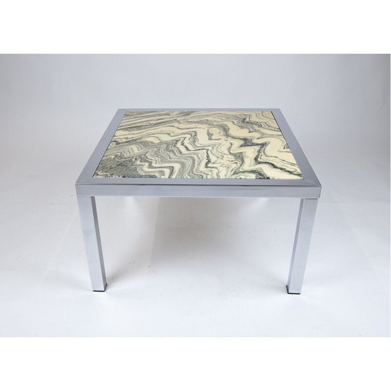 Image 1 of Vintage marmeren en chromen salontafel, 1970