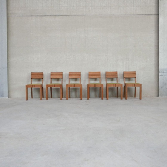 Image 1 of Set van 6 vintage Art Deco eetkamerstoelen in de stijl van Charles Dudouyt, Frankrijk jaren 1940