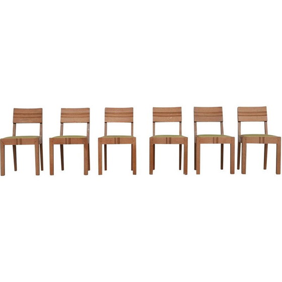 Image 1 of Set van 6 vintage Art Deco eetkamerstoelen in de stijl van Charles Dudouyt, Frankrijk jaren 1940