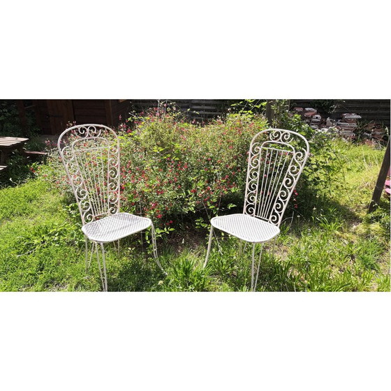 Image 1 of Paar vintage metalen klaverbladstoelen, jaren 1950