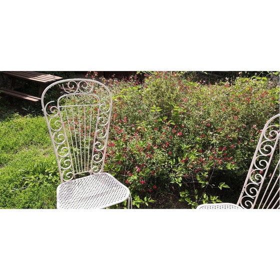 Image 1 of Paar vintage metalen klaverbladstoelen, jaren 1950