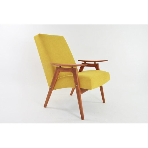 Vintage gele fauteuil van Jiroutek, 1960