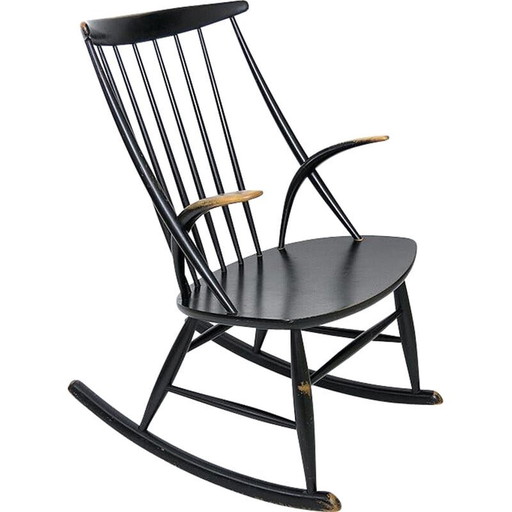 Vintage schommelstoel van Illum Wikkelso voor Niels Eilersen, Denemarken 1959