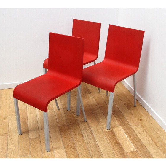 Image 1 of Vintage ".03" stoelen in rood plastic en metaal van Martin Van Severen voor Vitra