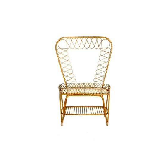 Image 1 of Vintage rotan en glazen plantenbak, Zweden 1960