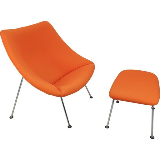 Vintage fauteuil met voetenbank Oyster van Pierre Paulin voor Artifort, jaren 1960