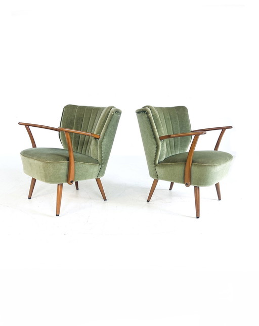 2X Vintage Velours Cocktailfauteuil ‘60