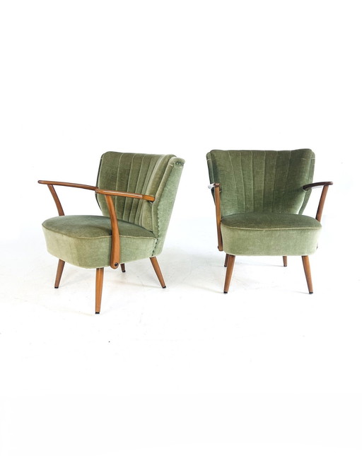 2X Vintage Velours Cocktailfauteuil ‘60