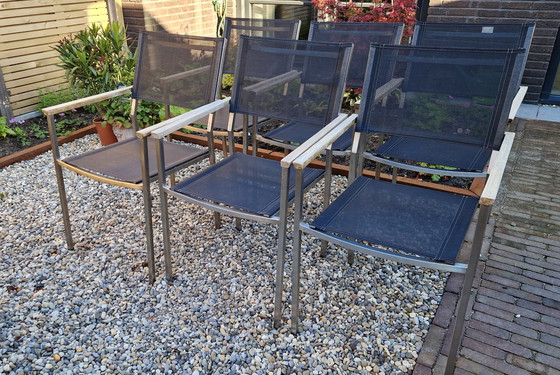 Image 1 of 6x Gloster tuinstoelen en 1x Gloster tuintafel