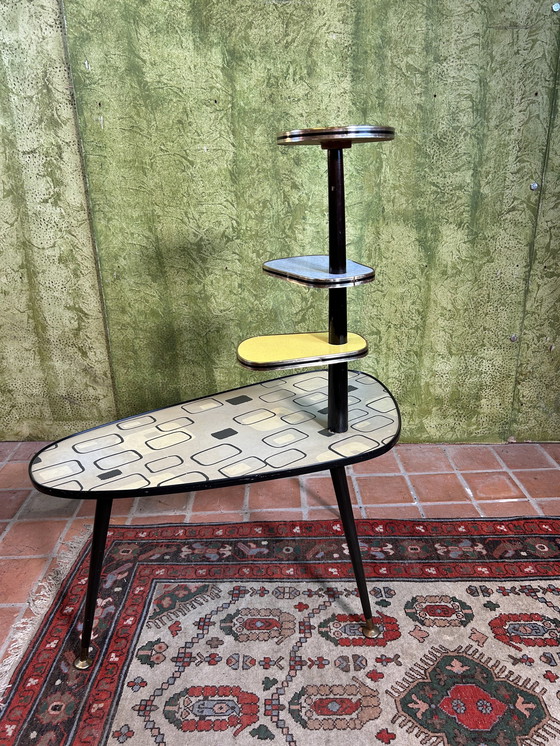 Image 1 of Mid century retro vintage bijzettafel plantenstandaard met 1950