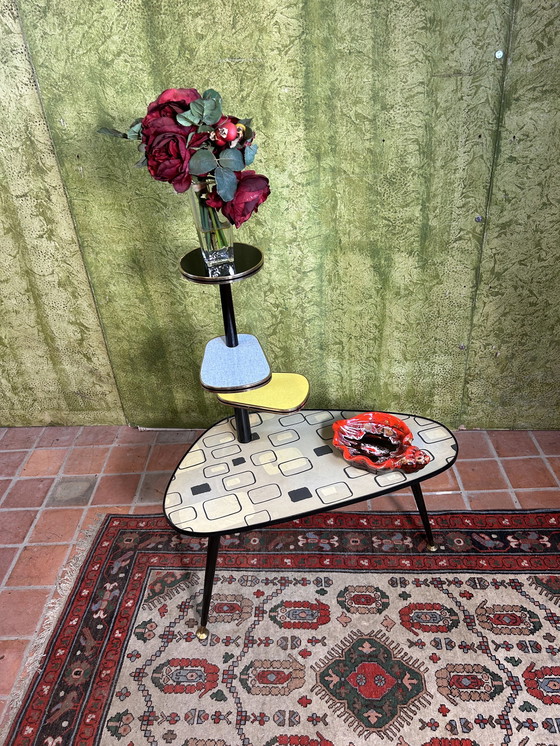 Image 1 of Mid century retro vintage bijzettafel plantenstandaard met 1950