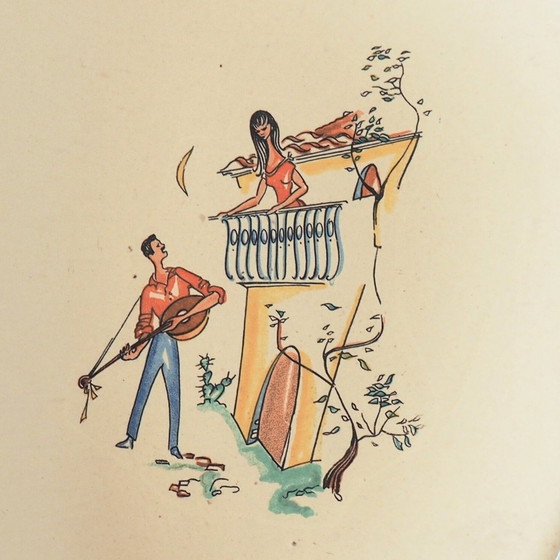 Image 1 of 1950S Jasba Keramisch Bord, Serenade Romeo en Julia