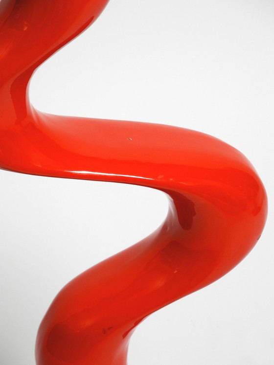 Image 1 of Twee grote gelimiteerde abstracte metalen vloerbeelden in rood van Tony Almén en Peter Gest voor Ikea 1990