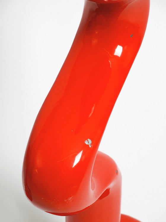 Image 1 of Twee grote gelimiteerde abstracte metalen vloerbeelden in rood van Tony Almén en Peter Gest voor Ikea 1990