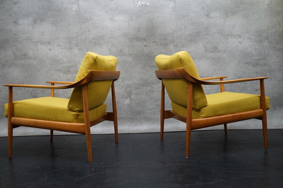 Image 1 of Duitse vintage fauteuil in gele stof van Walter Knoll, jaren 1960, set van 2