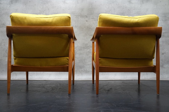 Image 1 of Duitse vintage fauteuil in gele stof van Walter Knoll, jaren 1960, set van 2