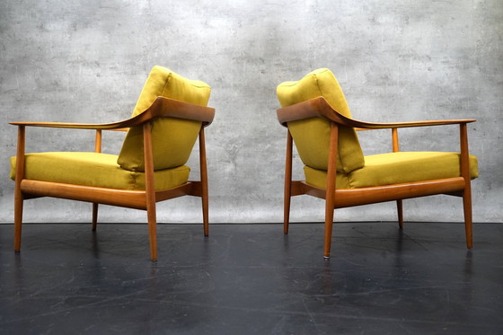 Image 1 of Duitse vintage fauteuil in gele stof van Walter Knoll, jaren 1960, set van 2