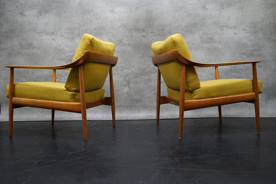 Image 1 of Duitse vintage fauteuil in gele stof van Walter Knoll, jaren 1960, set van 2