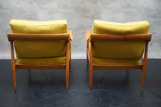 Image 1 of Duitse vintage fauteuil in gele stof van Walter Knoll, jaren 1960, set van 2