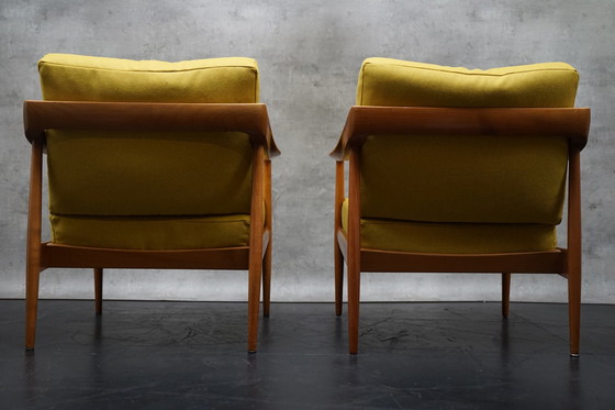 Image 1 of Duitse vintage fauteuil in gele stof van Walter Knoll, jaren 1960, set van 2