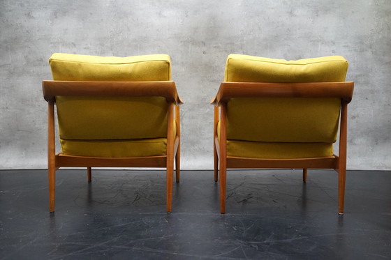 Image 1 of Duitse vintage fauteuil in gele stof van Walter Knoll, jaren 1960, set van 2