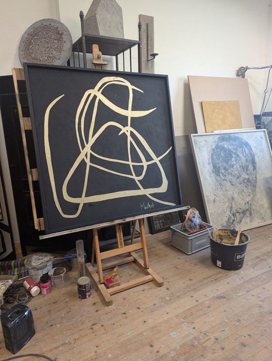 Image 1 of Schilderij Triangle Gold