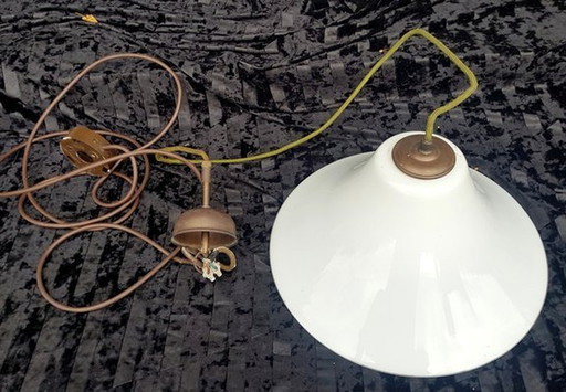 Antieke Opaline Glazen Plafondlamp