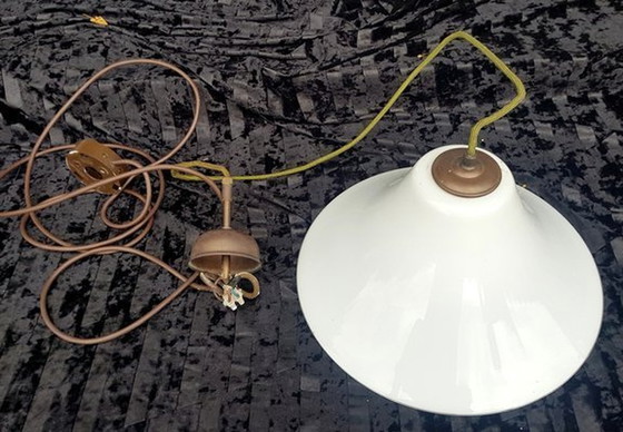 Image 1 of Antieke Opaline Glazen Plafondlamp