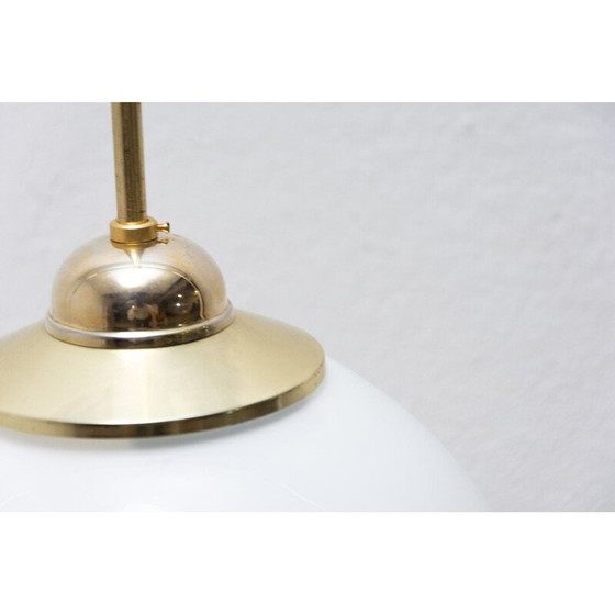 Image 1 of Vintage Bauhaus hanglamp met messing staaf, Tsjecho-Slowakije 1930