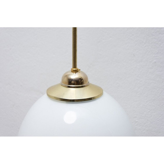 Image 1 of Vintage Bauhaus hanglamp met messing staaf, Tsjecho-Slowakije 1930