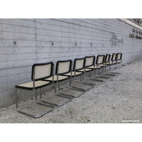 Image 1 of B32 vintage stoelen in zwart beuken van Marcel Breuer, Italië