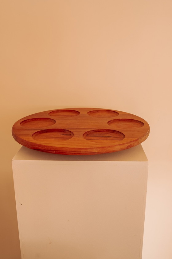 Image 1 of Teakhouten Vintage "Lazy Susan" Draaibaar Borrelplateau