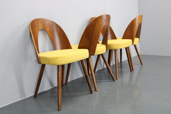 Image 1 of 1960S Antonin Suman Set van Vier Gerestaureerde Eetkamerstoelen In Walnoot Afwerking