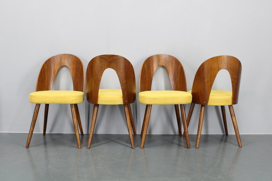 Image 1 of 1960S Antonin Suman Set van Vier Gerestaureerde Eetkamerstoelen In Walnoot Afwerking