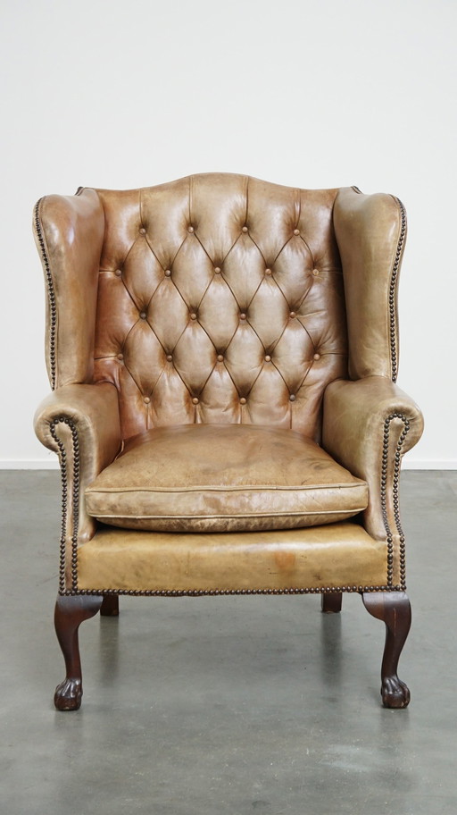 Rundleren Chesterfield Oorfauteuil