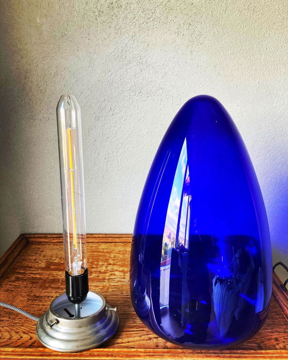 Image 1 of Prachtige blauwe plafondlamp