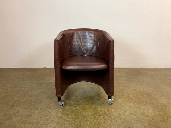 Image 1 of Set van 4 Flexform Mixer Chairs Italy Fauteuil Slangenleer