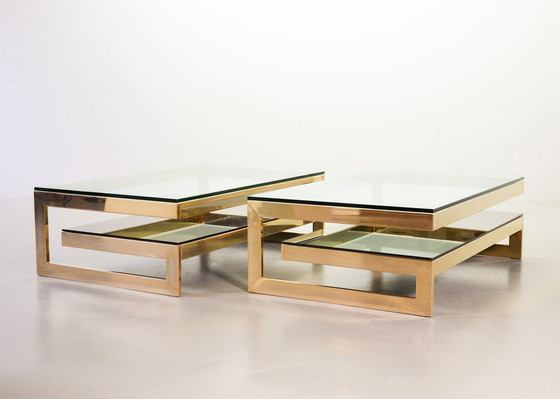 Image 1 of Belgo-Chrom Architectural G-Table 23-karaats verguld met glazen blad