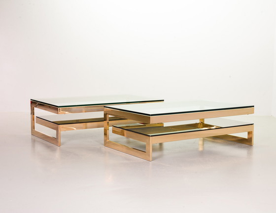 Image 1 of Belgo-Chrom Architectural G-Table 23-karaats verguld met glazen blad