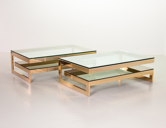 Image 1 of Belgo-Chrom Architectural G-Table 23-karaats verguld met glazen blad