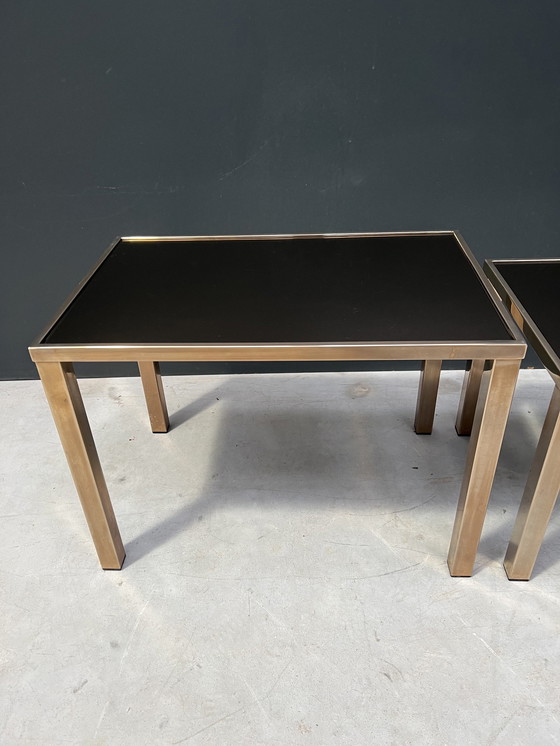 Image 1 of Nesting tables uit de jaren zeventig, goudverguld