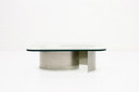 Franse Luxe RVS en Glas Salontafel jaren 70