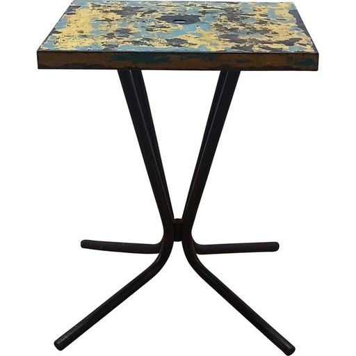 Vintage industriële metalen kolomtafel